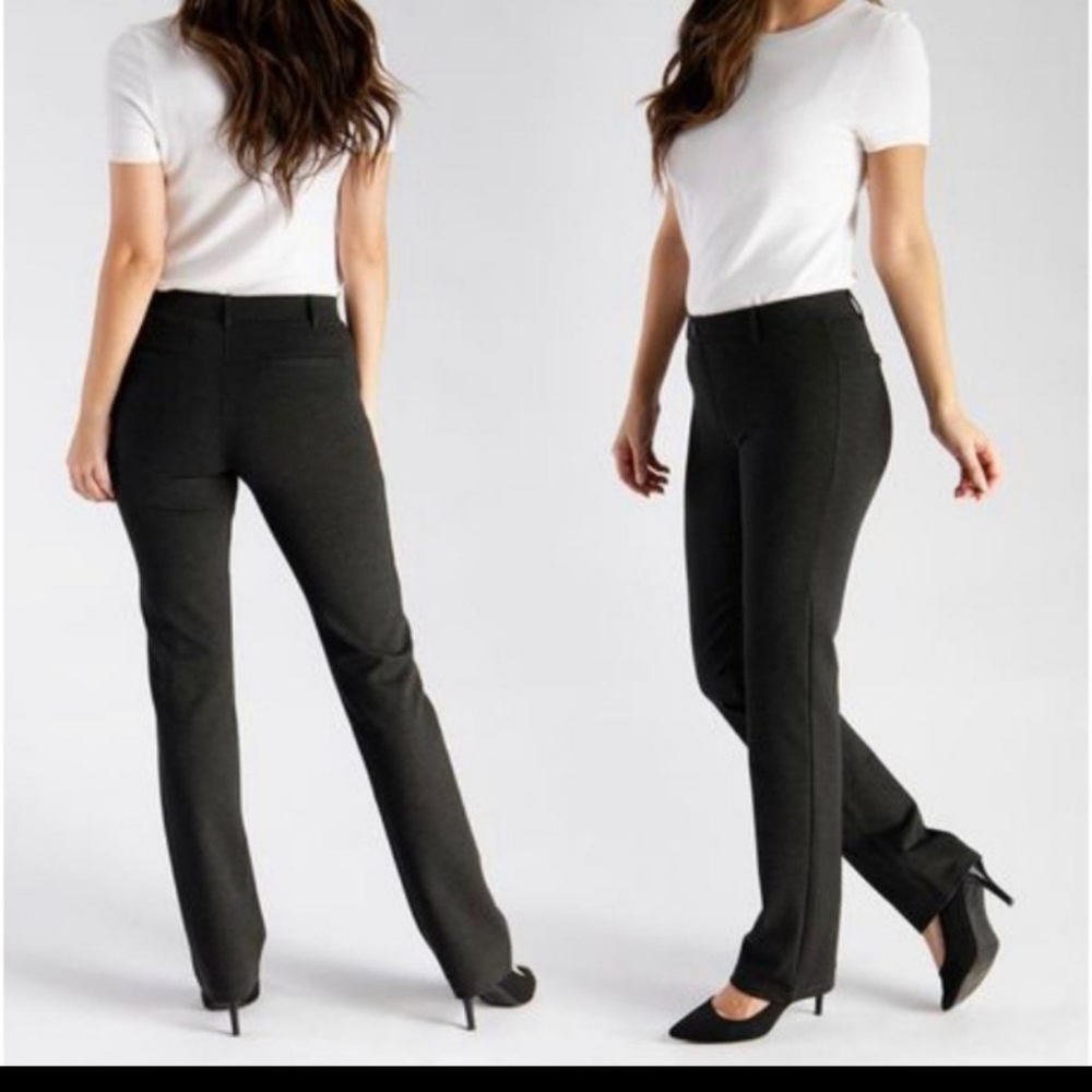 Betabrand Gray Straight Leg Dress Pant Yoga Pants